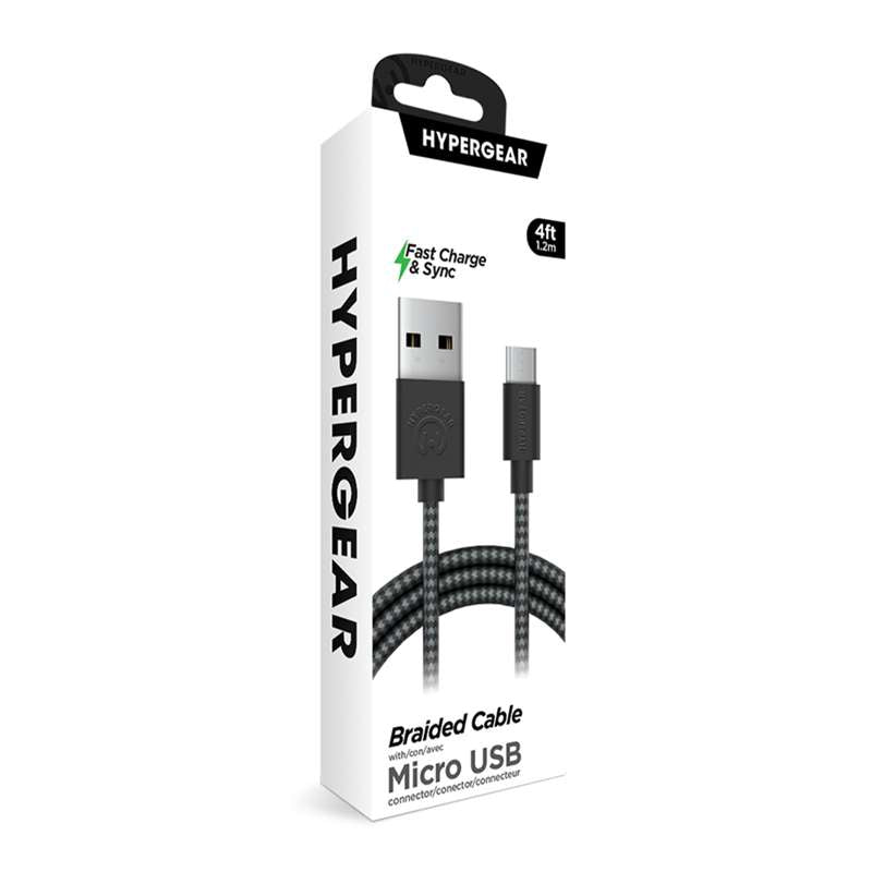 #Hypergear Micro USB ladekabel Ekstra stærk 120cm Black