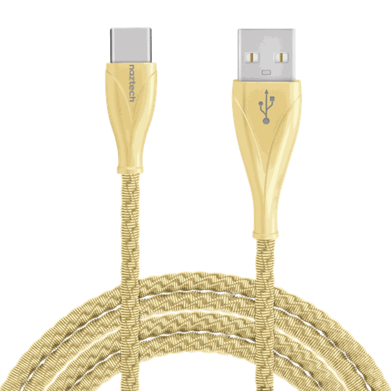 #Naztech Elite USB-C til USB-A ladekabel - Guld