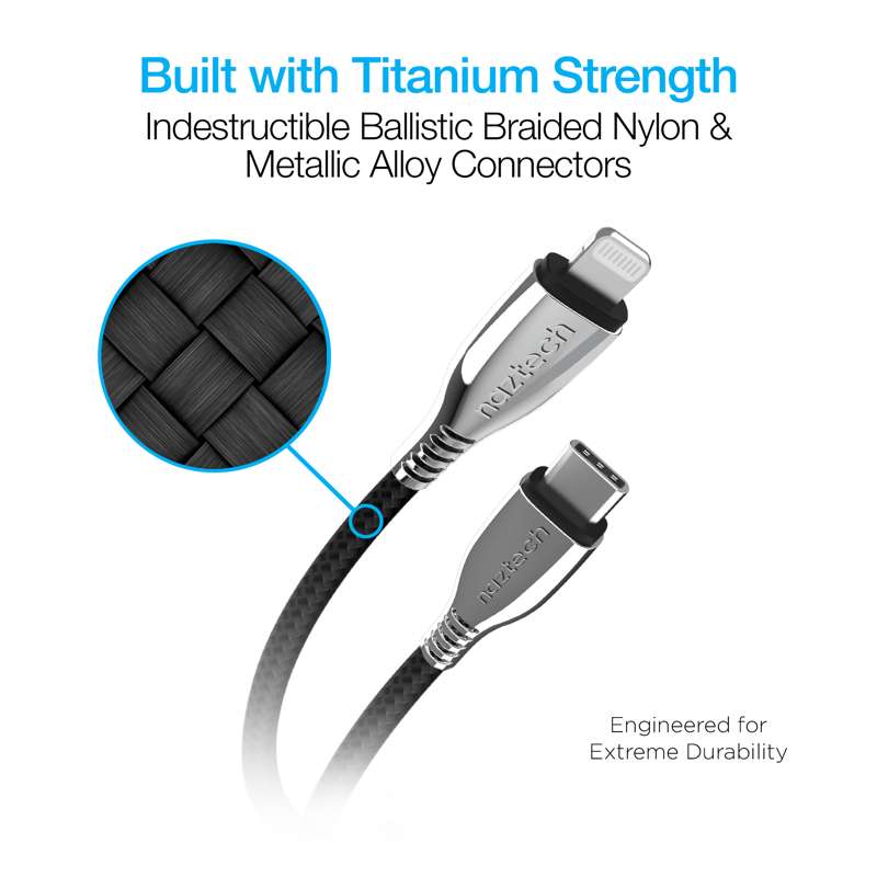 #Naztech TITANIUM USB-C to Lightning Charging Cable 180cm