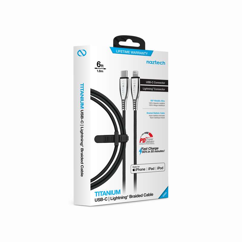 #Naztech TITANIUM USB-C to Lightning Charging Cable 180cm
