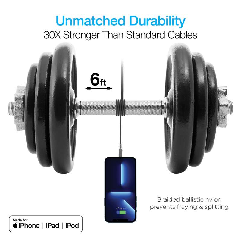 #Naztech TITANIUM USB-C to Lightning Charging Cable 180cm