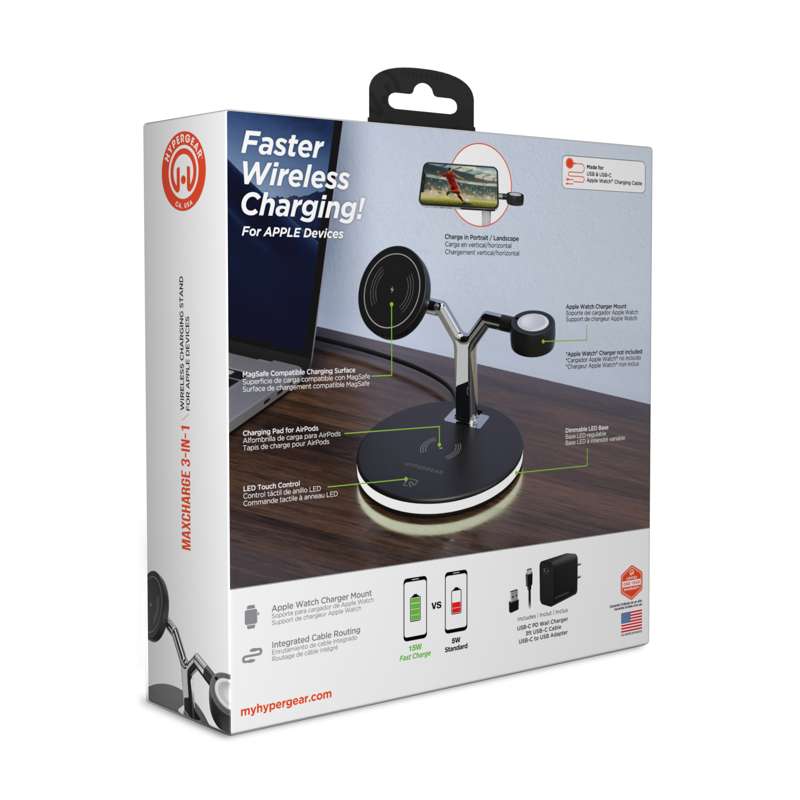 #HyperGear MaxCharge 3-i-1 trådløs ladestation