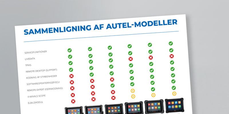Sammenligning af Autel diagnose tesere