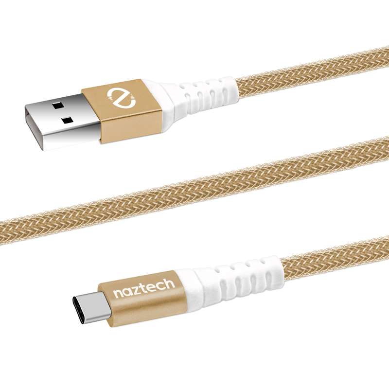 #Naztech USB-C USB ladekabel Ekstra stærk 120cm Gold