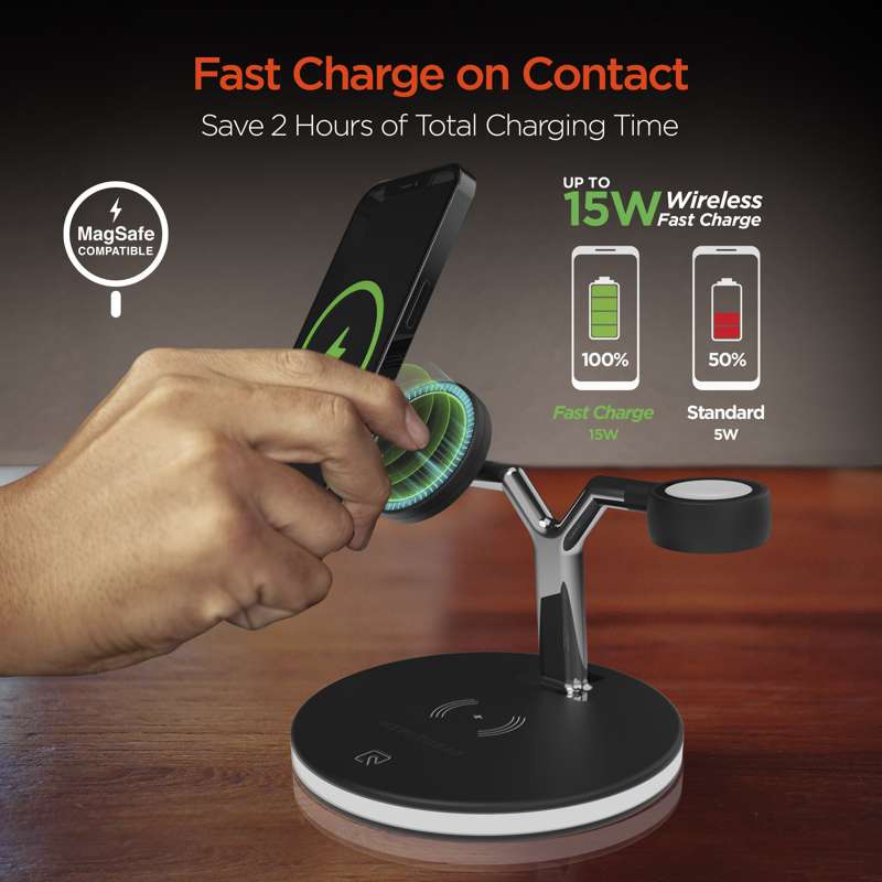 HyperGear MaxCharge 3-i-1 trådløs ladestation